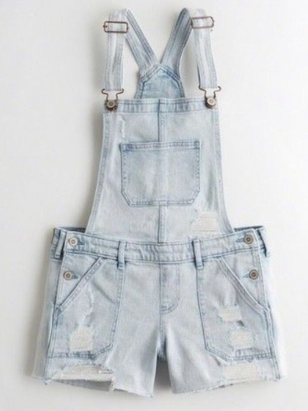 Hollister - Distressed Denim Overall Shorts